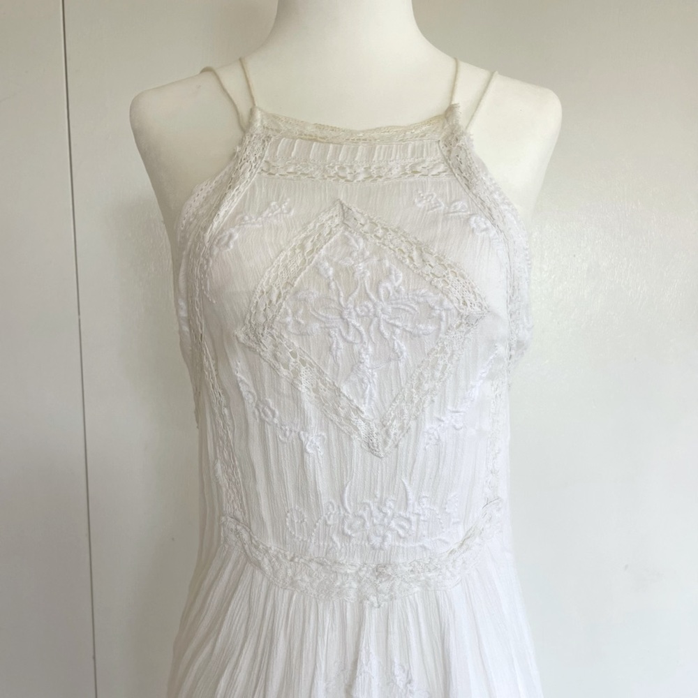 Vintage White Embroidered Midi Sundress, Size S